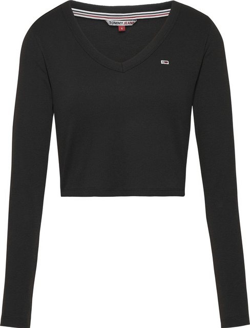 Tommy Jeans Langarmshirt TJW BBY CRP ESSENTIAL RIB V LS mit gesticktem Tomm günstig online kaufen