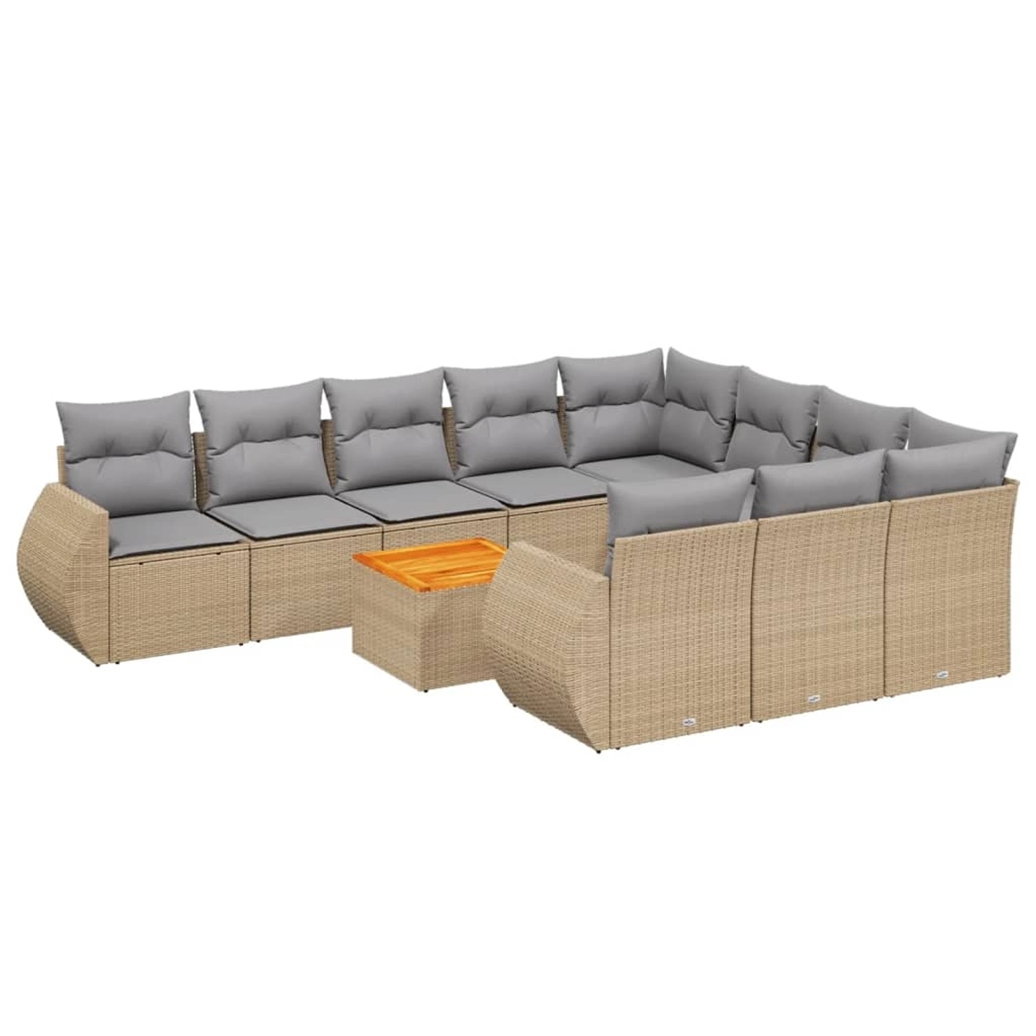 vidaXL 11-Tlg Garten-Sofagarnitur mit Kissen Beige Poly Rattan 3257515 günstig online kaufen