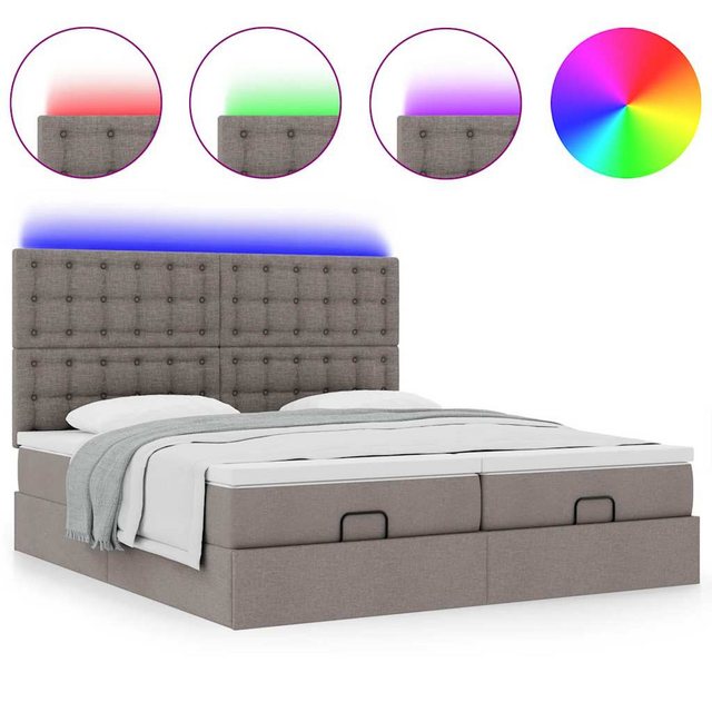 vidaXL Bett Ottoman-Bett mit Matratzen & LEDs Taupe 180x200 cm Stoff günstig online kaufen