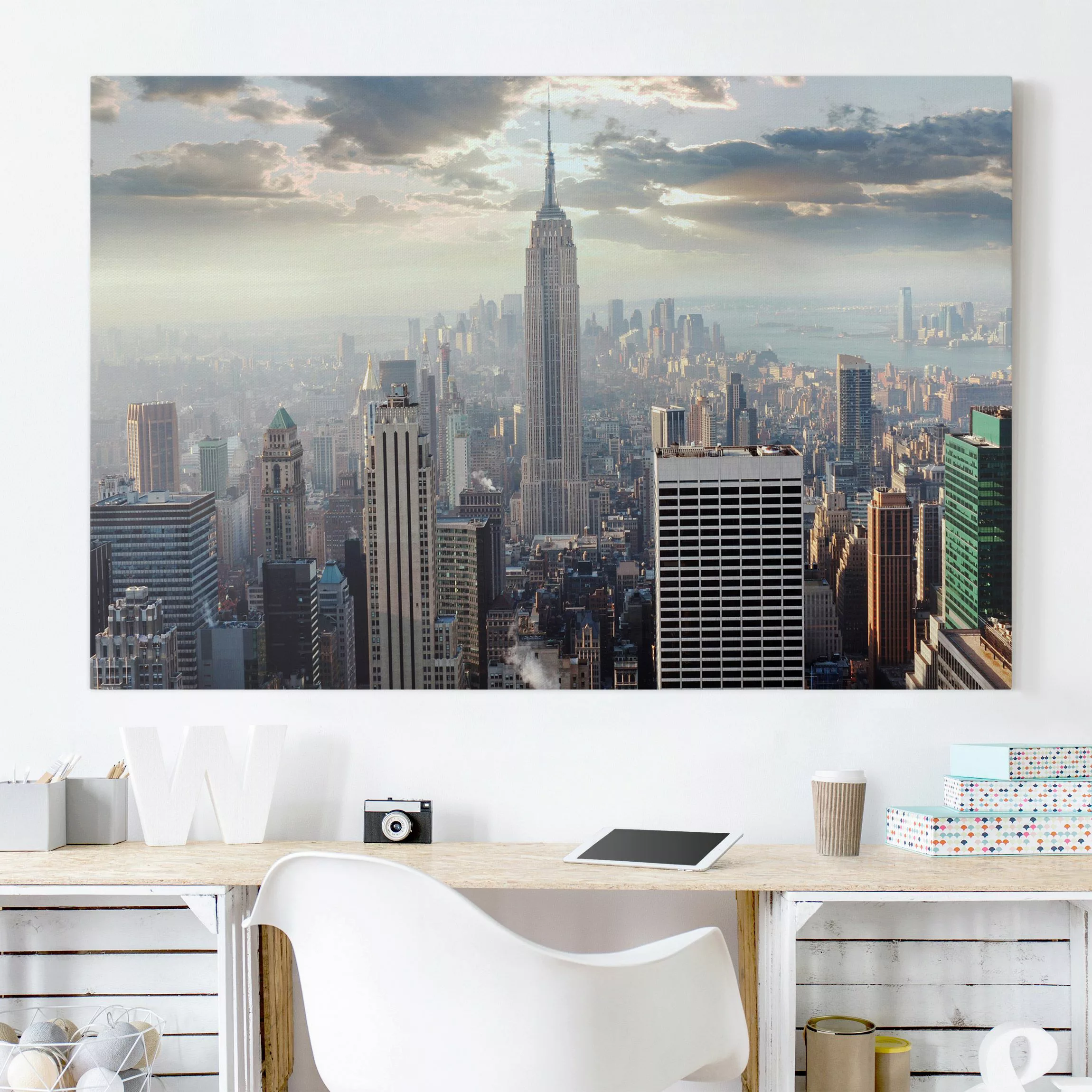 Leinwandbild New York - Querformat Sonnenaufgang in New York günstig online kaufen