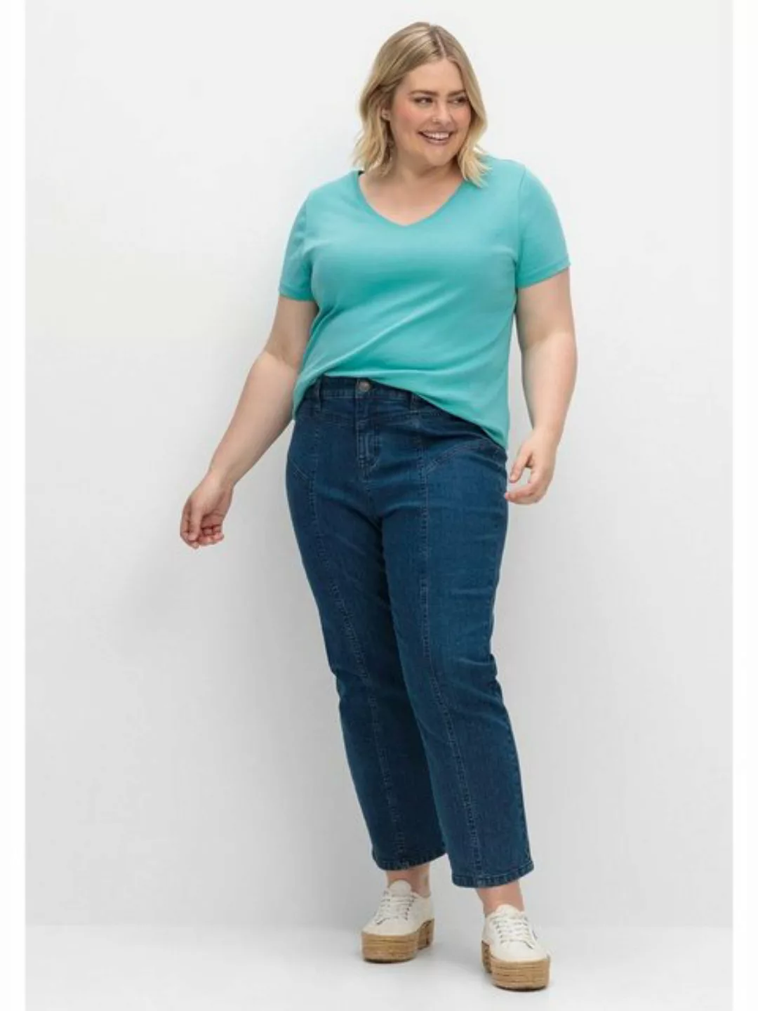 Sheego Gerade Jeans "Große Größen", PIA für sehr kräftige Oberschenkel günstig online kaufen