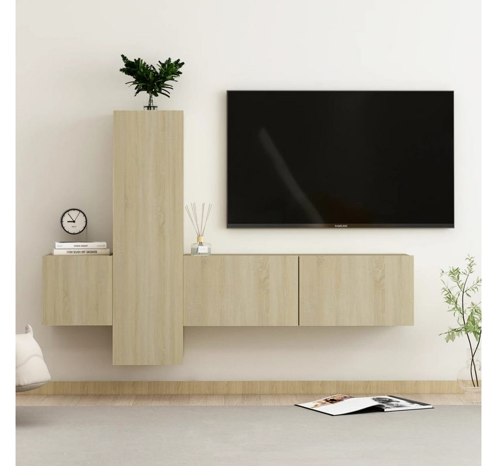 vidaXL Kleiderschrank 3-tlg TV-Schrank-Set Sonoma-Eiche Spanplatte TV-Konso günstig online kaufen