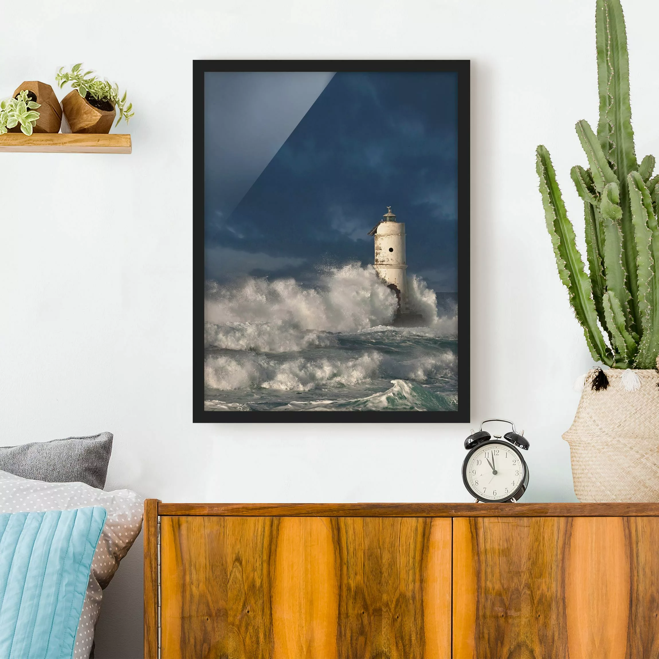 Bild mit Rahmen Strand - Hochformat Leuchtturm auf Sardinien günstig online kaufen