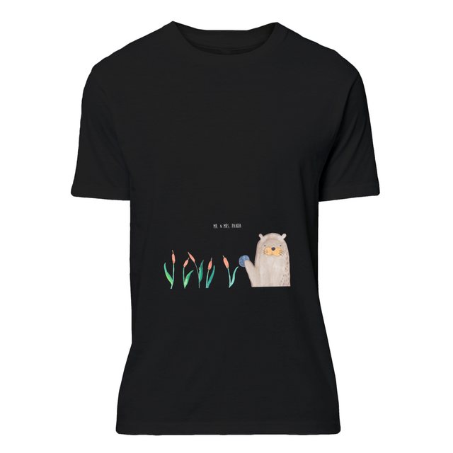 Mr. & Mrs. Panda T-Shirt Otter mit Stein - Schwarz - Geschenk, Seeotter, Sp günstig online kaufen