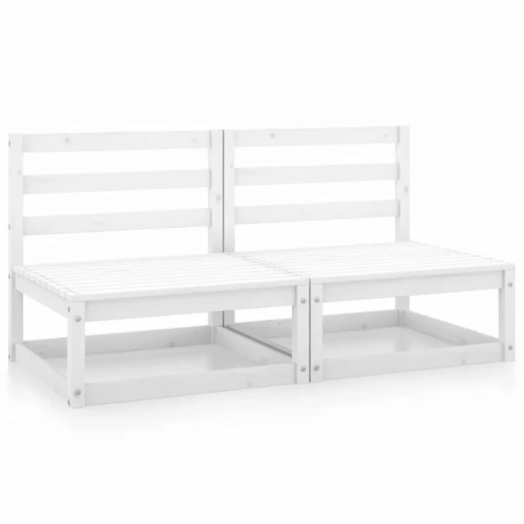 Garten-mittelsofas 2 Stk. Weiß Kiefer Massivholz günstig online kaufen