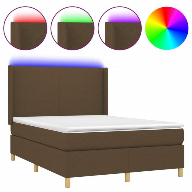 vidaXL Bettgestell Boxspringbett mit Matratze LED Dunkelbraun 140x190 cm St günstig online kaufen