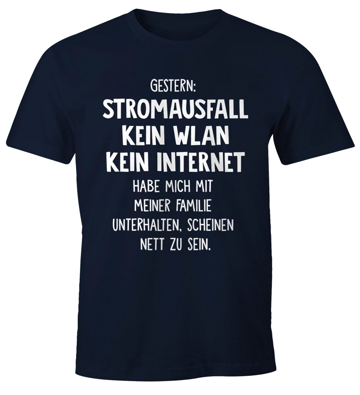 MoonWorks Print-Shirt Herren T-Shirt Gestern: Stromausfall günstig online kaufen