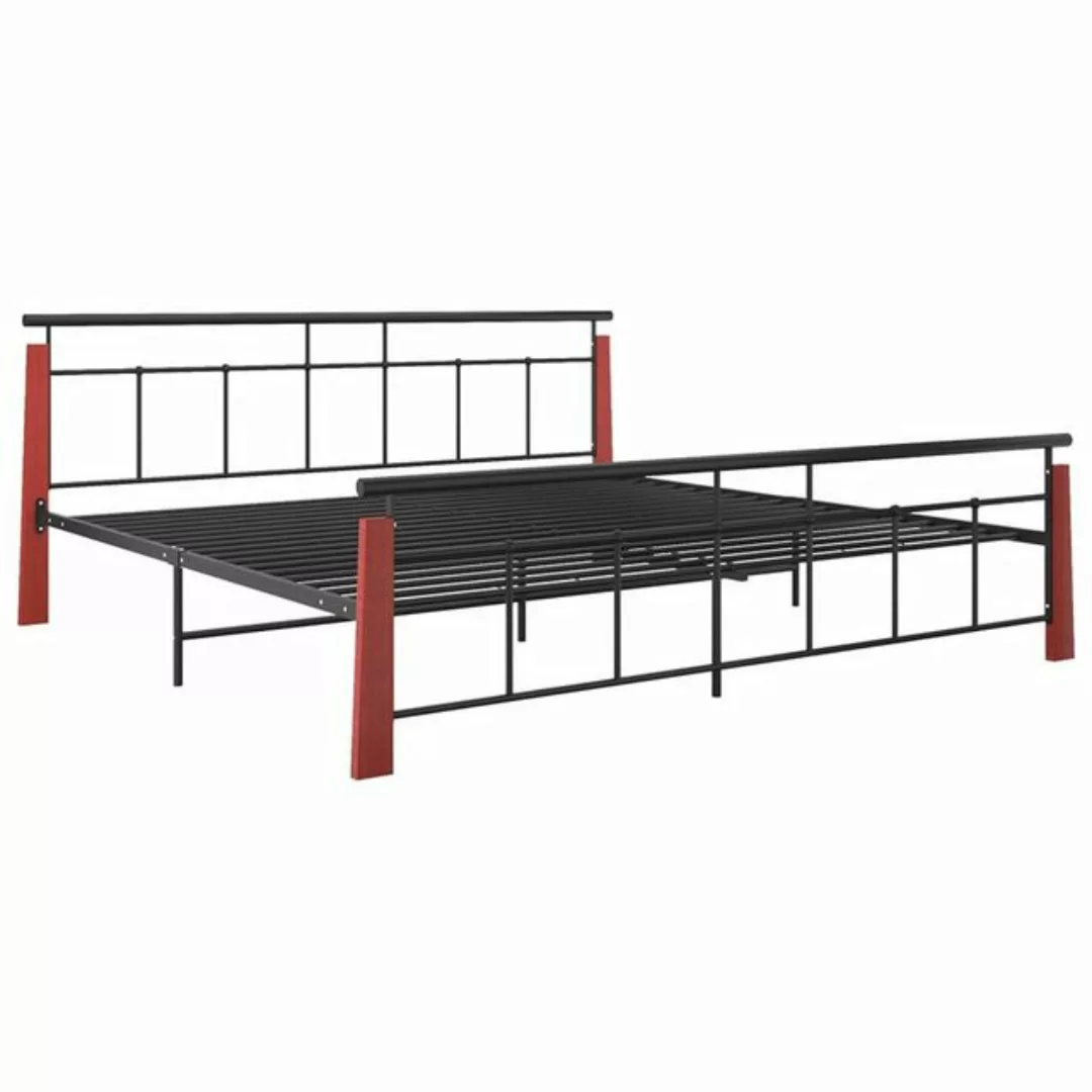 vidaXL Bettgestell Bettgestell Metall und Massivholz Eiche 200x200 cm Doppe günstig online kaufen