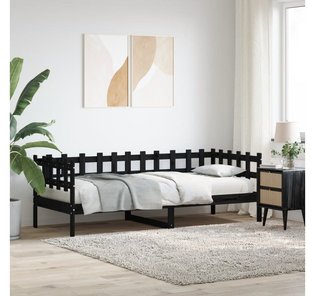 vidaXL Gästebett Gästebett Tagesbett Schwarz 90x200 cm Massivholz Kiefer Be günstig online kaufen