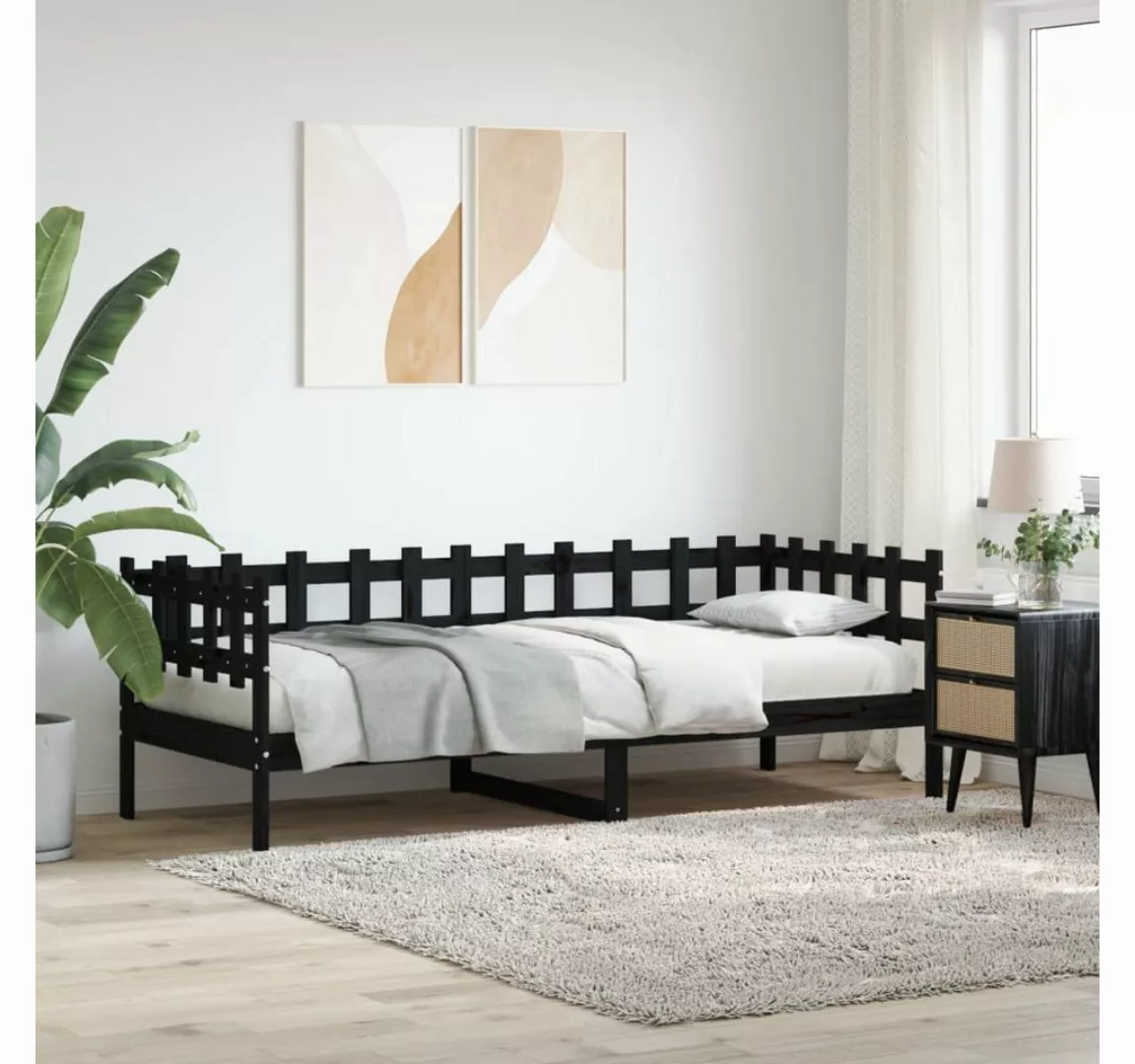 vidaXL Gästebett Gästebett Tagesbett Schwarz 90x200 cm Massivholz Kiefer Be günstig online kaufen