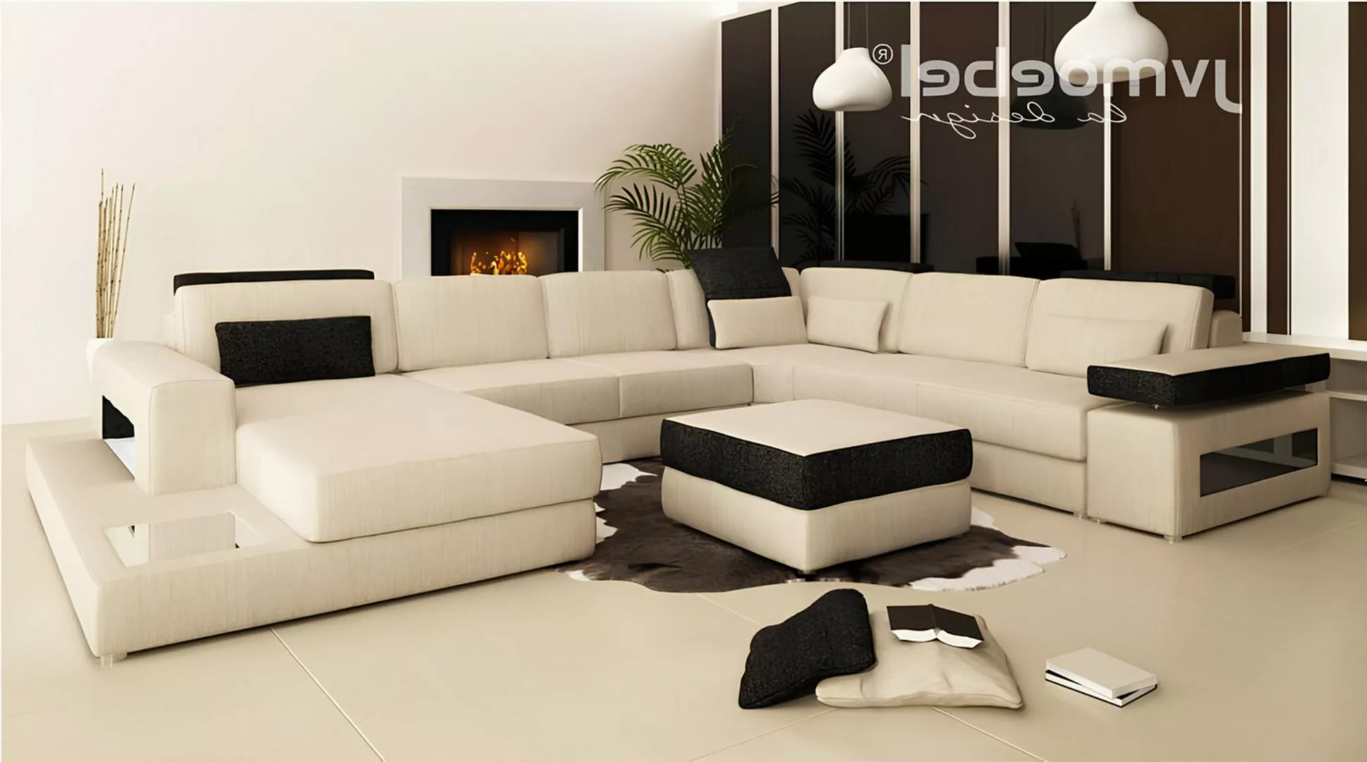 Xlmoebel Ecksofa Neues Designer-Ecksofa in U-Form mit XXL Wohnlandschaft un günstig online kaufen