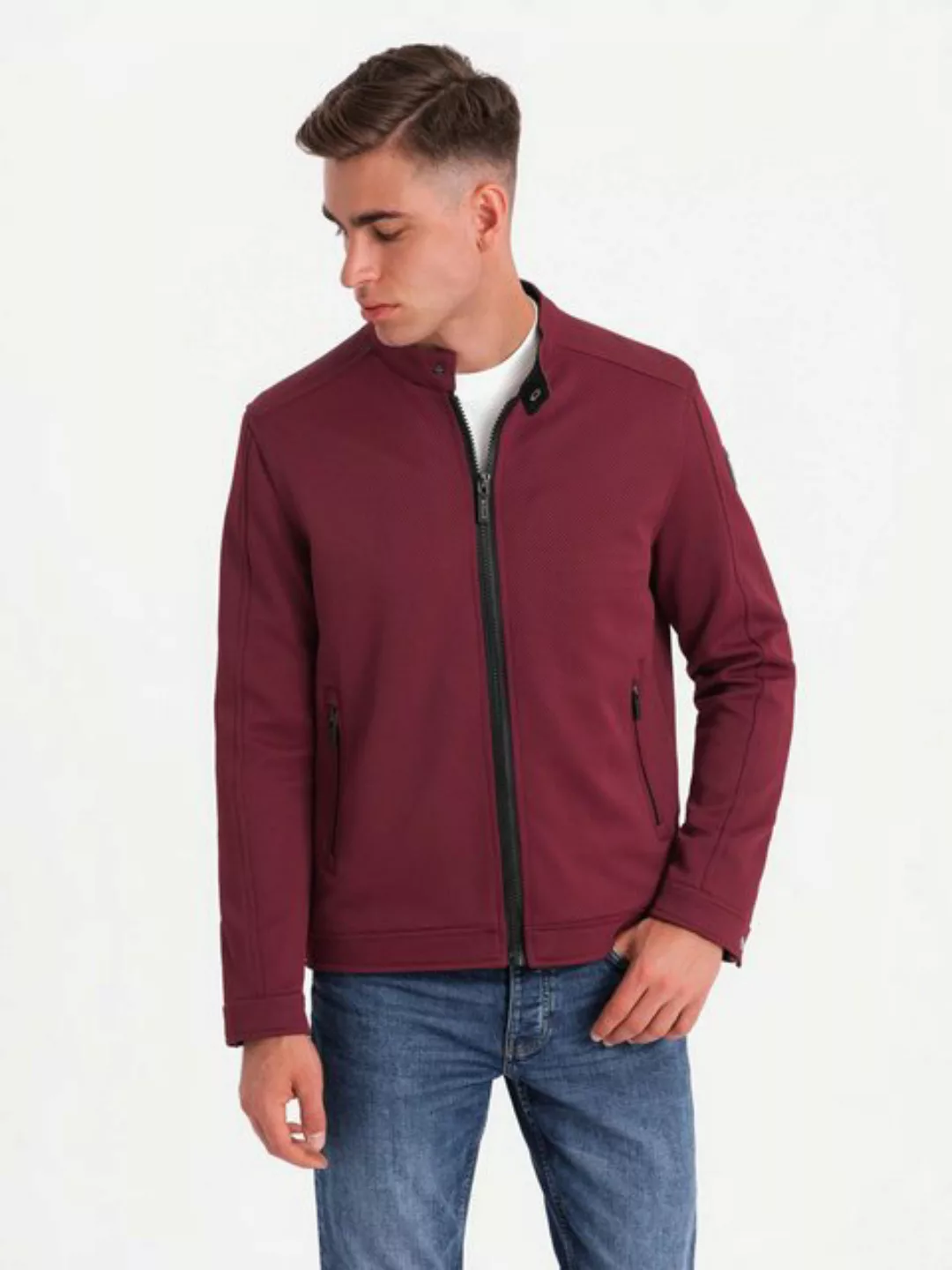 OMBRE Bikerjacke BIKER-Jacke für Herren aus strukturiertem Stoff günstig online kaufen