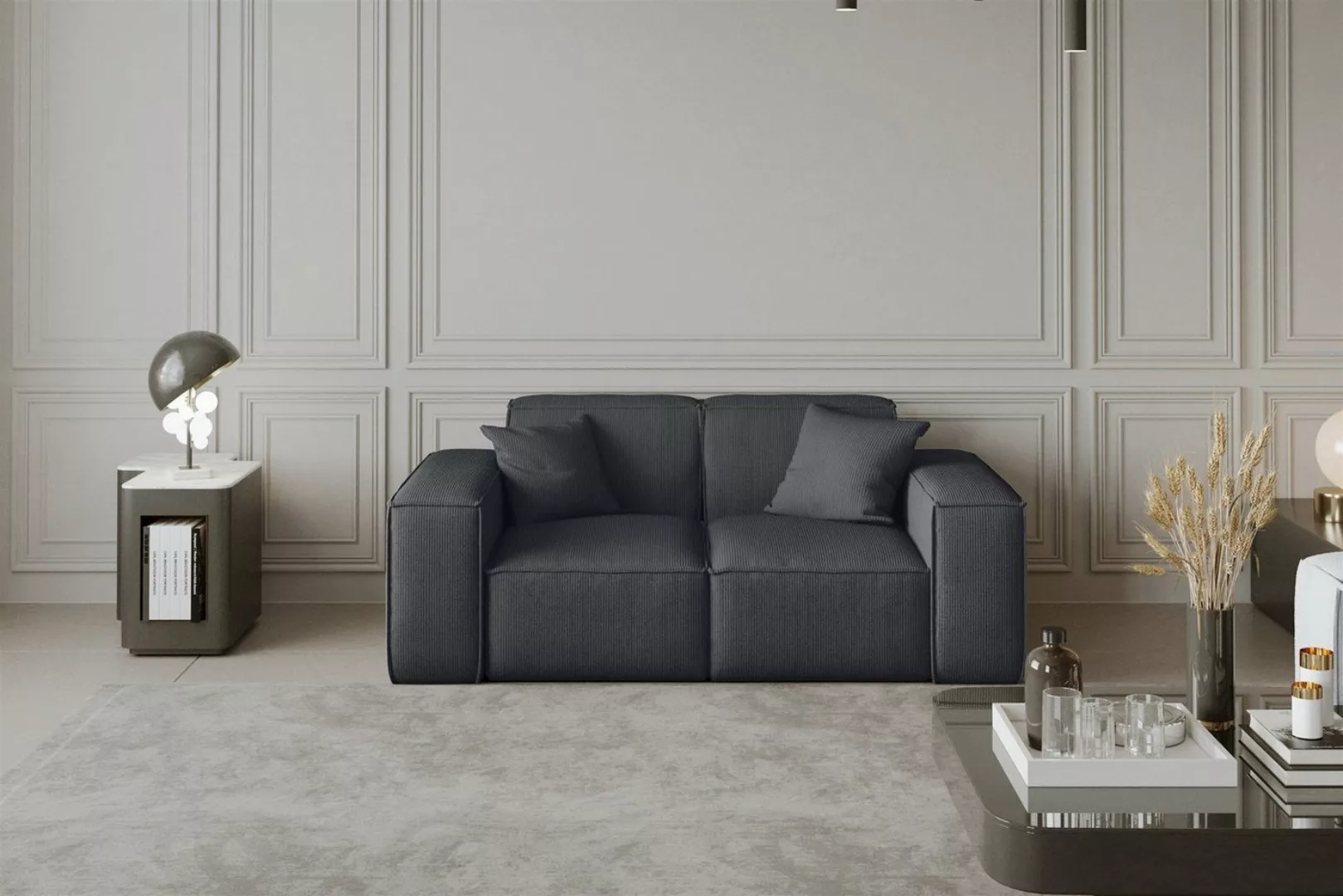 Fun Möbel Sofa Sofa Designersofa CELES 2-Sitzer in Stoff inkl. 2 Zierkissen günstig online kaufen
