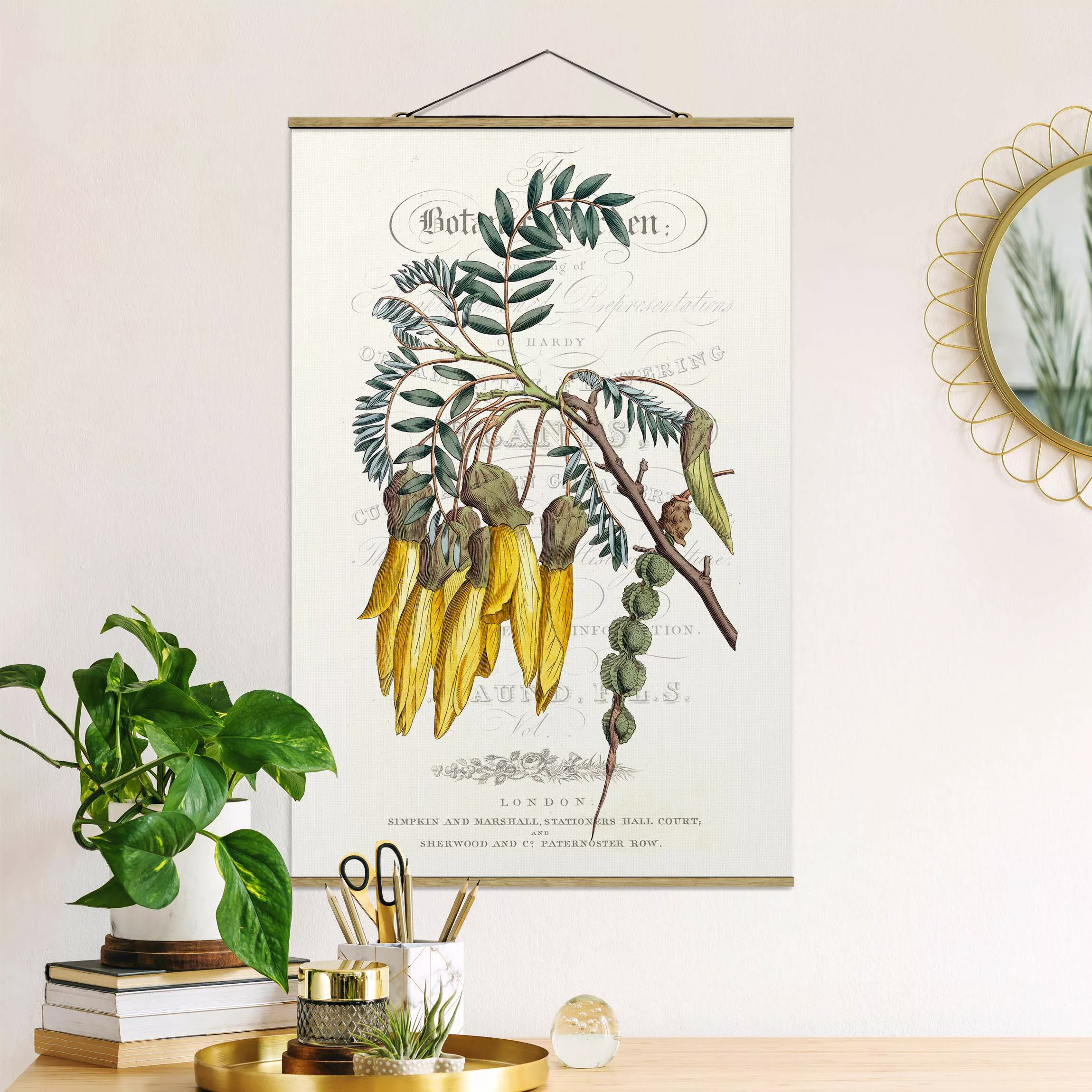 Stoffbild Blumen mit Posterleisten - Hochformat Botanisches Tableau - Schnu günstig online kaufen