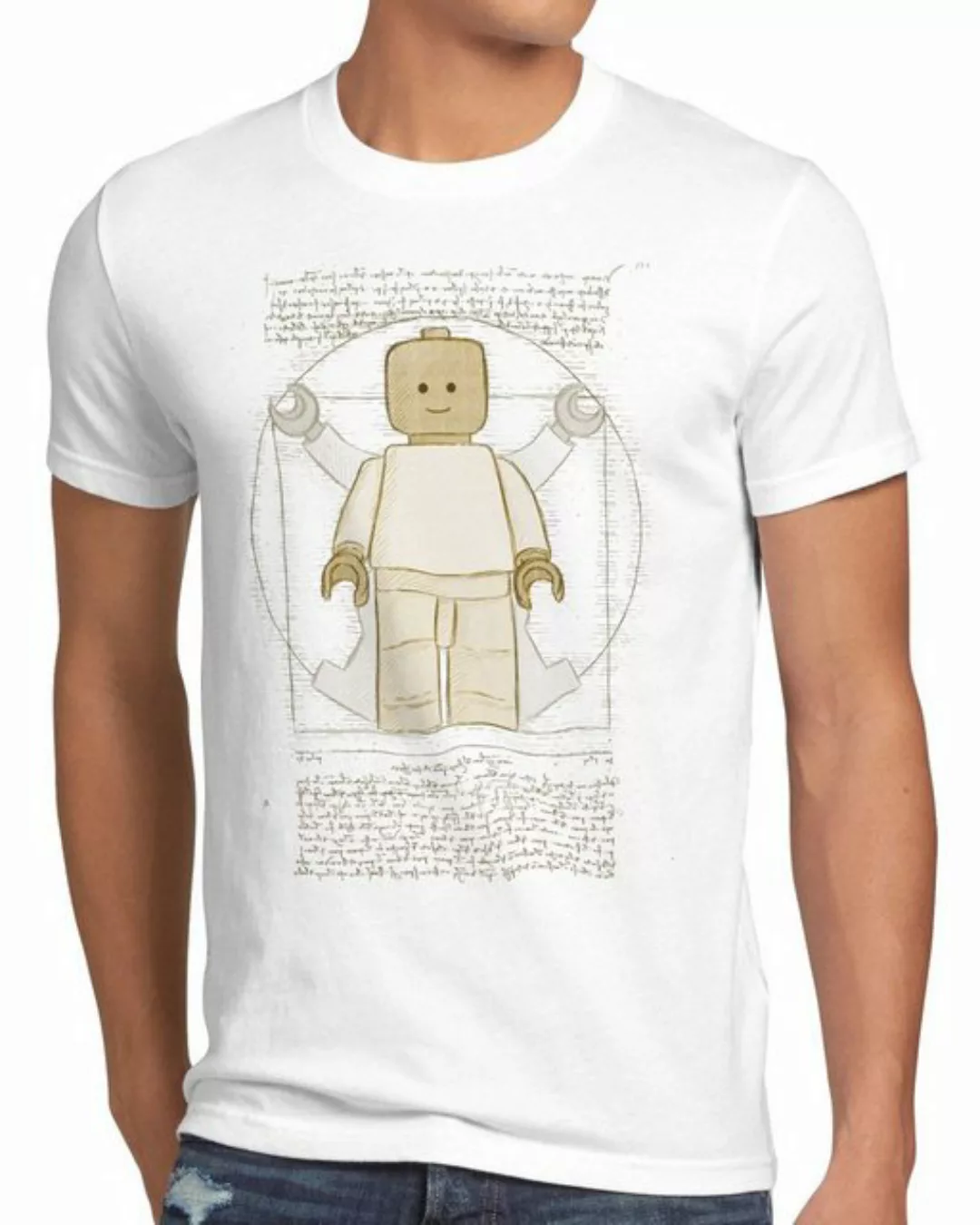 style3 T-Shirt Vitruvianische Klemmbausteinfigur da vinci mensch bauen baus günstig online kaufen