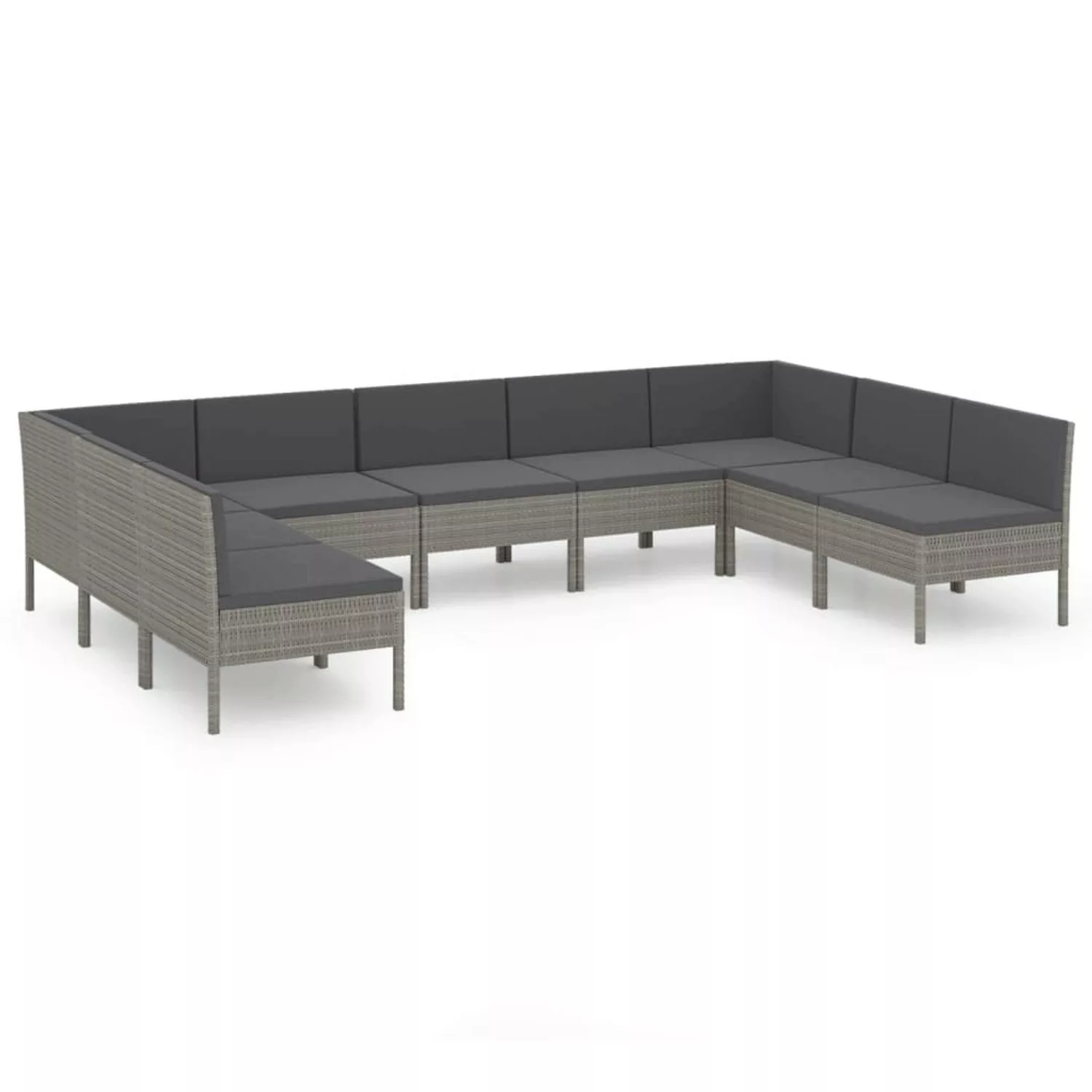 9-tlg. Garten-lounge-set Mit Auflagen Poly Rattan Grau günstig online kaufen