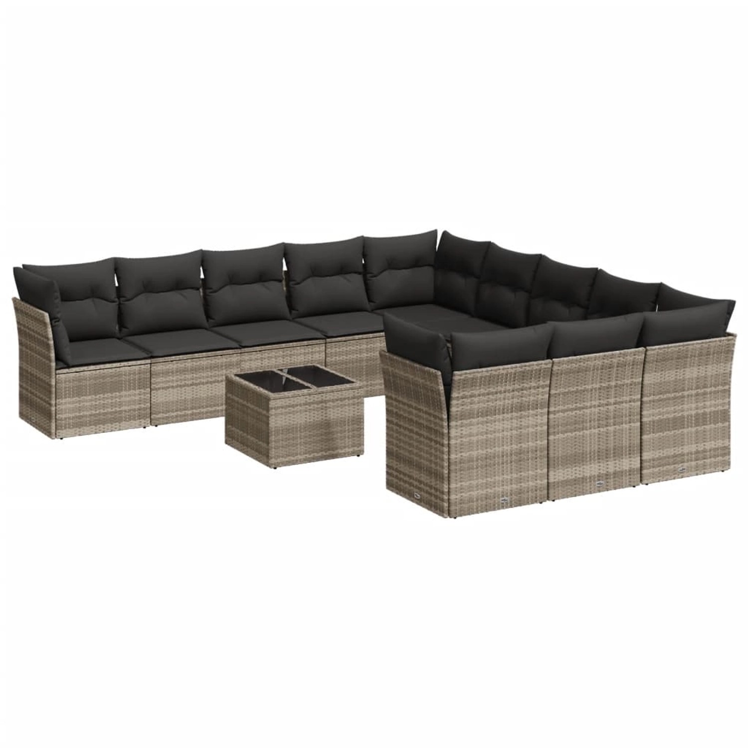 vidaXL 12-Tlg Garten-Sofagarnitur mit Kissen Hellgrau Poly Rattan 3250261 günstig online kaufen