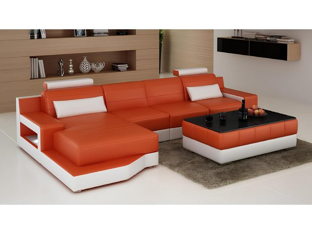 Xlmoebel Sofa Ecksofa aus Leder "Farbwahl" mit Schlaffunktion - Sofa Couch günstig online kaufen