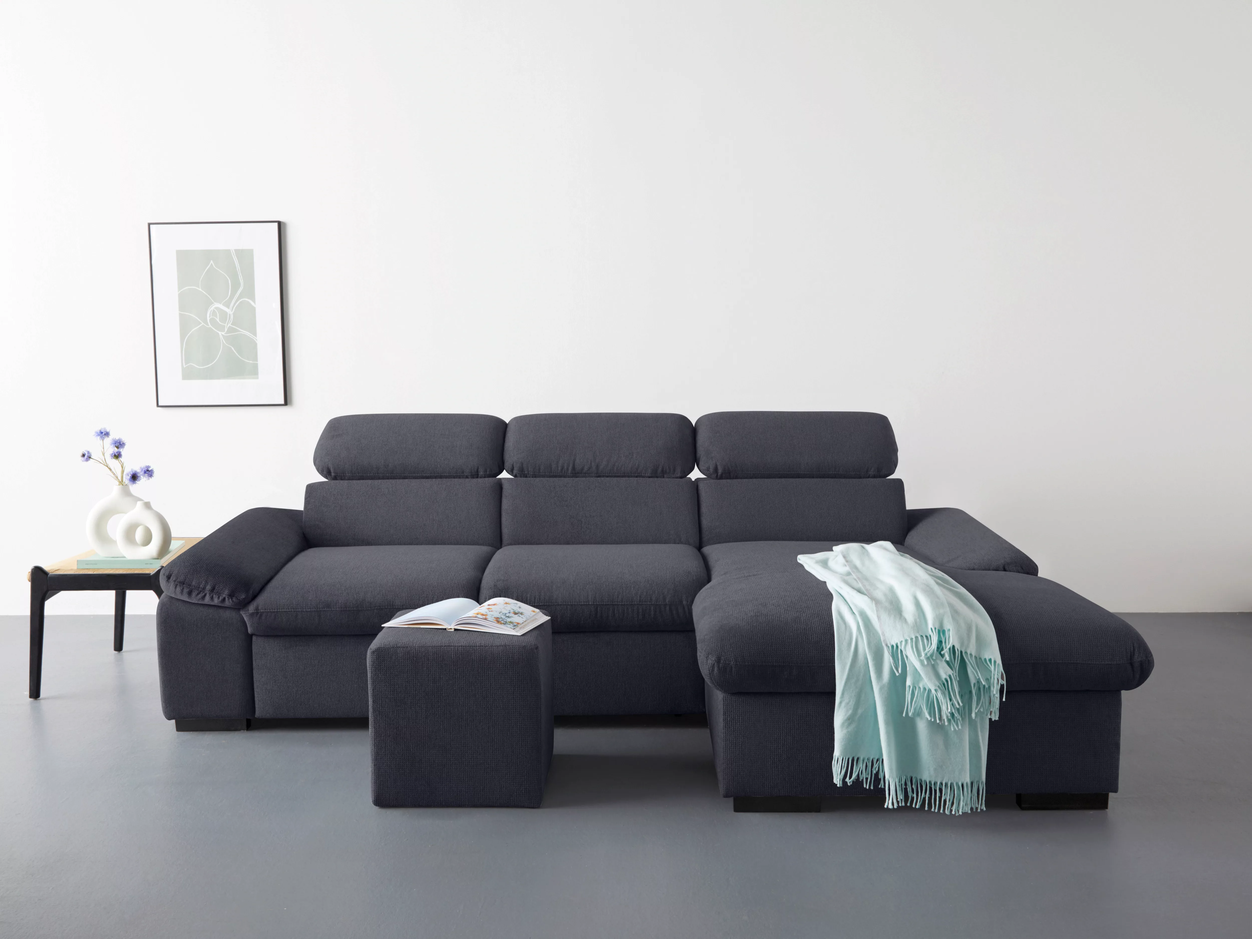 COTTA Ecksofa "Lola L-Form", (Set, mit Hocker), mit Hocker & Kopfteilfunkti günstig online kaufen