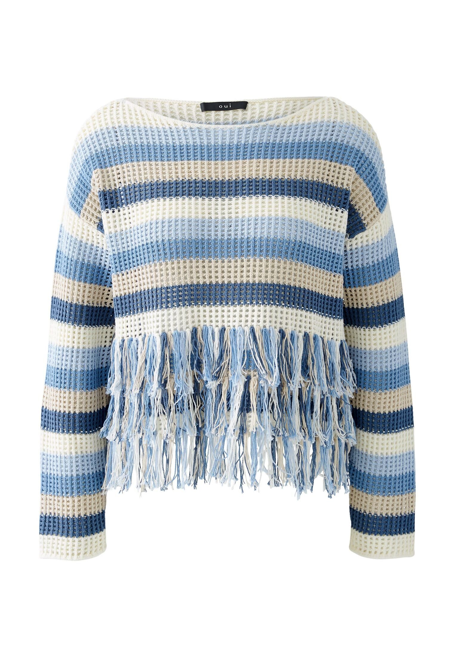Oui Rundhalspullover Pullover Baumwollmischung günstig online kaufen