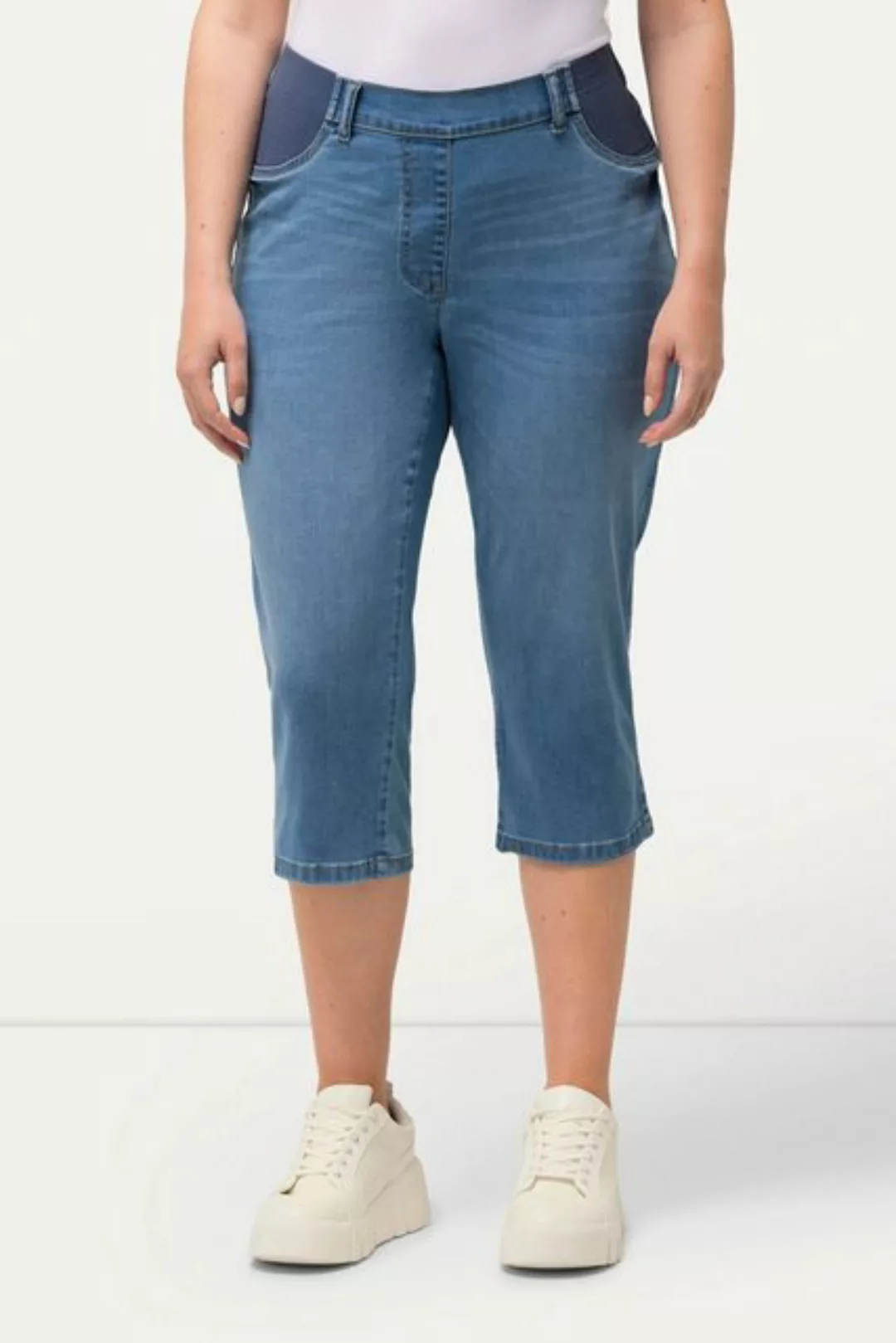 Ulla Popken 5-Pocket-Jeans Capri-Jeans Sienna schmales Bein Elastikbund günstig online kaufen