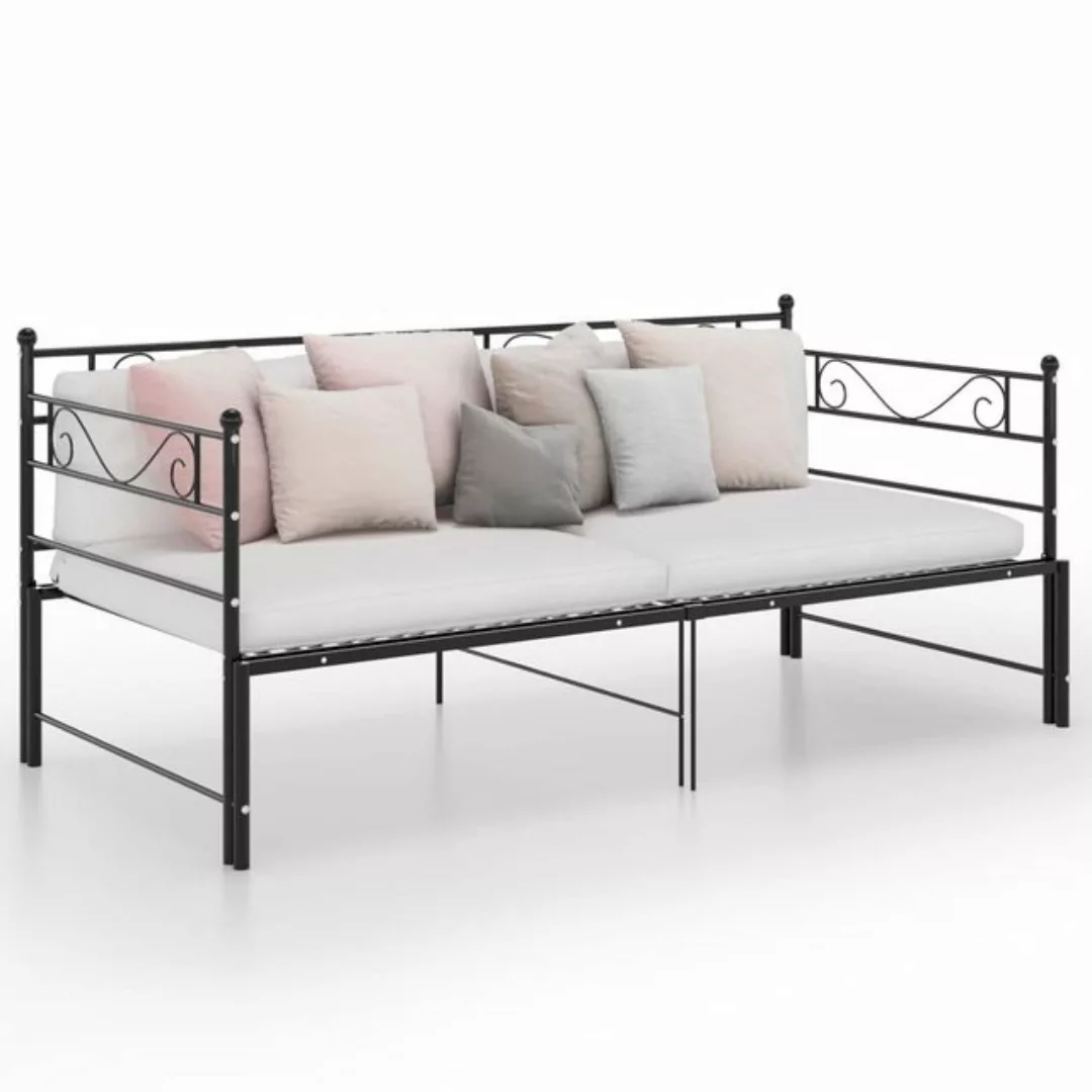 vidaXL Bett Tagesbett Ausziehbar Schwarz Metall 90x200 cm günstig online kaufen