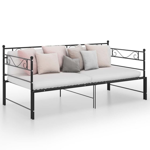 furnicato Bett Tagesbett Ausziehbar Schwarz Metall 90x200 cm günstig online kaufen