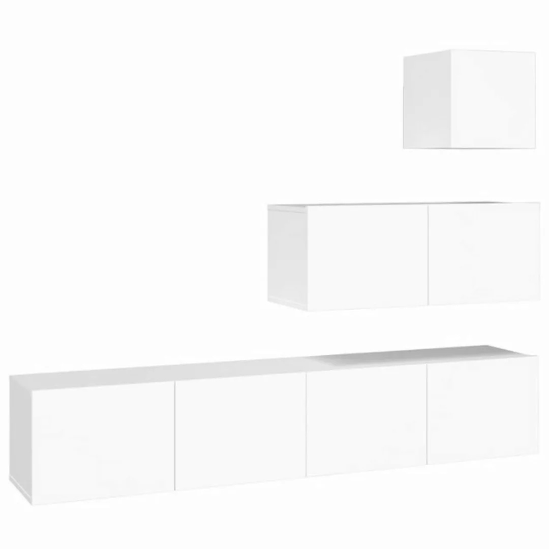 furnicato TV-Schrank 4-tlg. TV-Schrank-Set Weiß Holzwerkstoff (1-St) günstig online kaufen