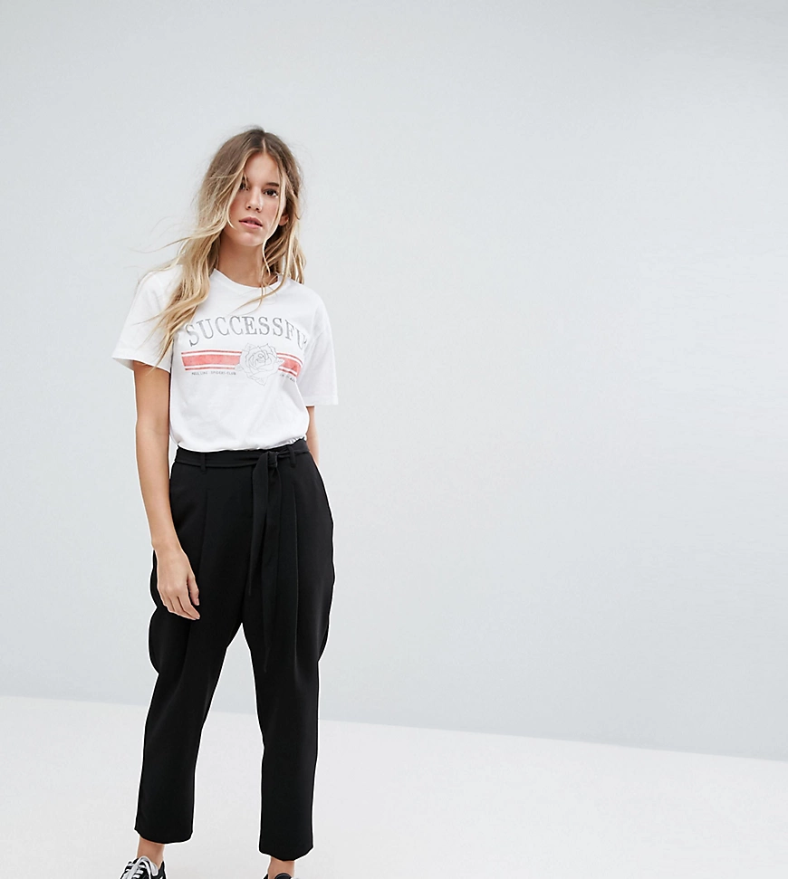 New Look – Hose mit geschnürter Taille-Schwarz günstig online kaufen