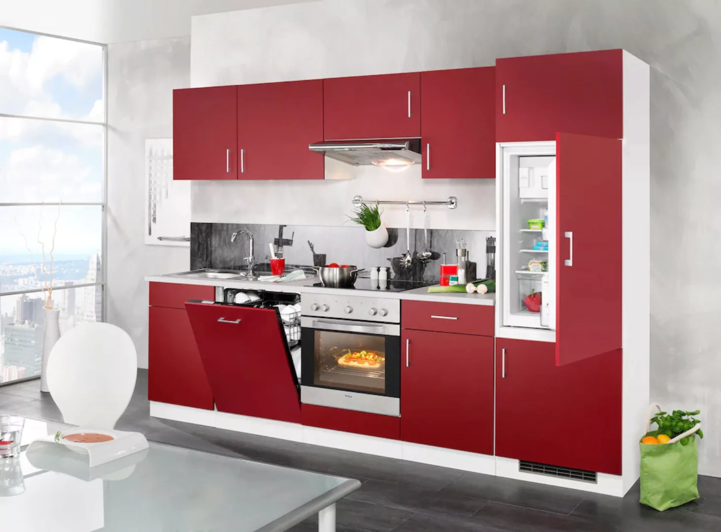 wiho Küchen Küchenzeile "Valencia, Set 2", mit E-Geräten, Breite 280 cm günstig online kaufen