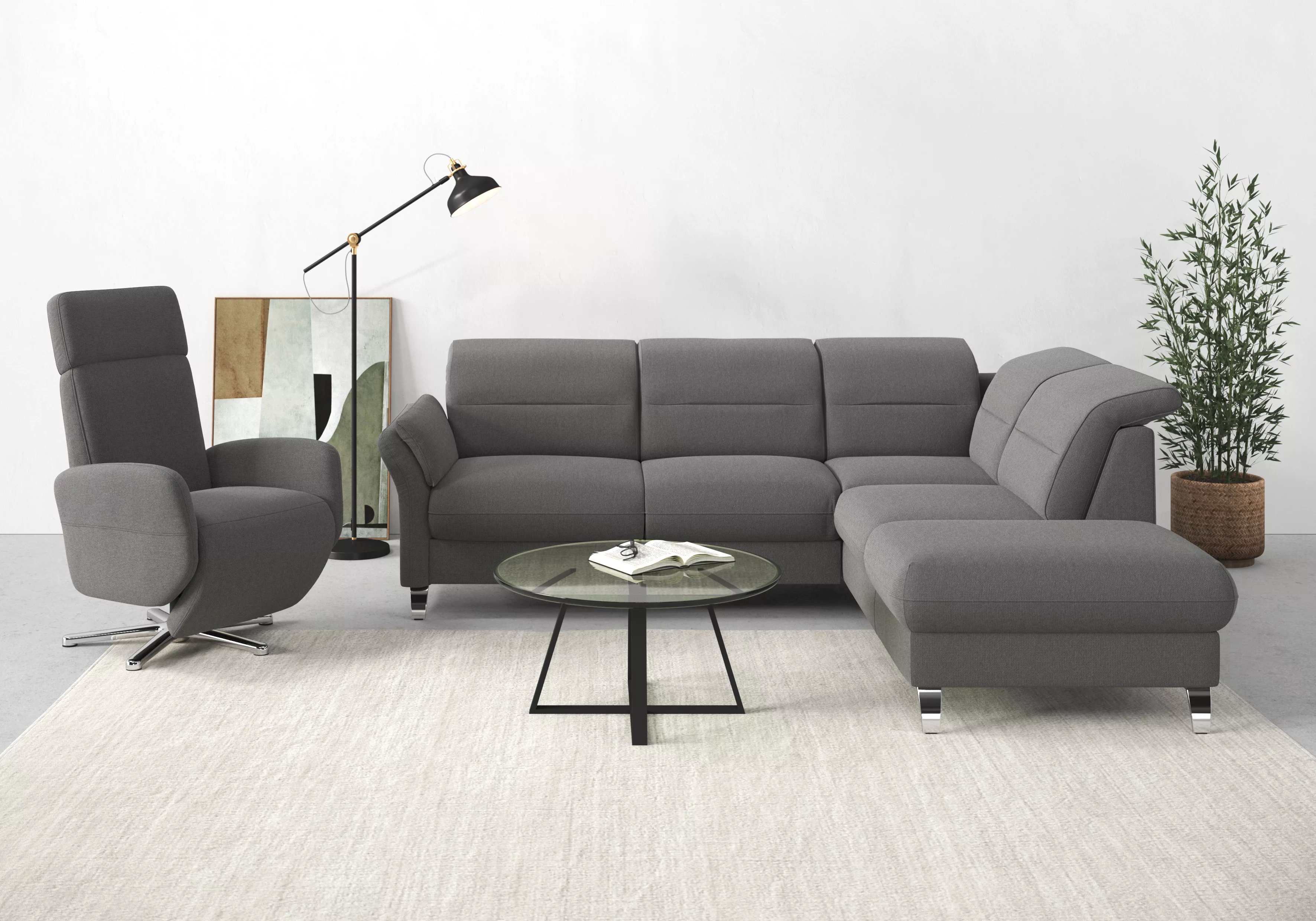 sit&more Ecksofa »Grenoble L-Form mit Federkern«, wahlweise mit Bettfunktio günstig online kaufen