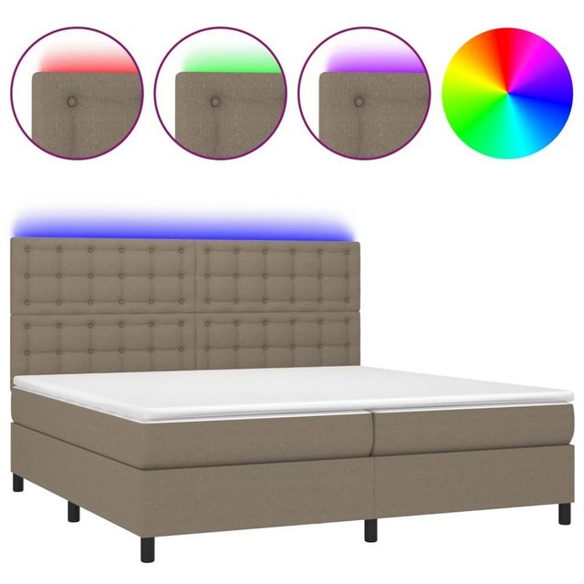 vidaXL Bettgestell Boxspringbett mit Matratze LED Taupe 200x200 cm Stoff Be günstig online kaufen