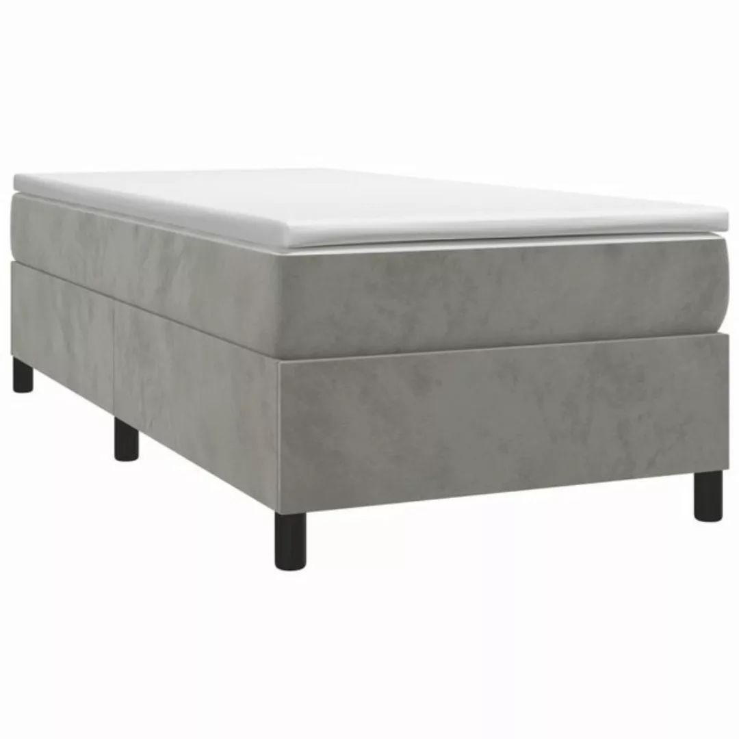 furnicato Bett Boxspringbett mit Matratze Hellgrau 100x200 cm Samt (1-tlg) günstig online kaufen