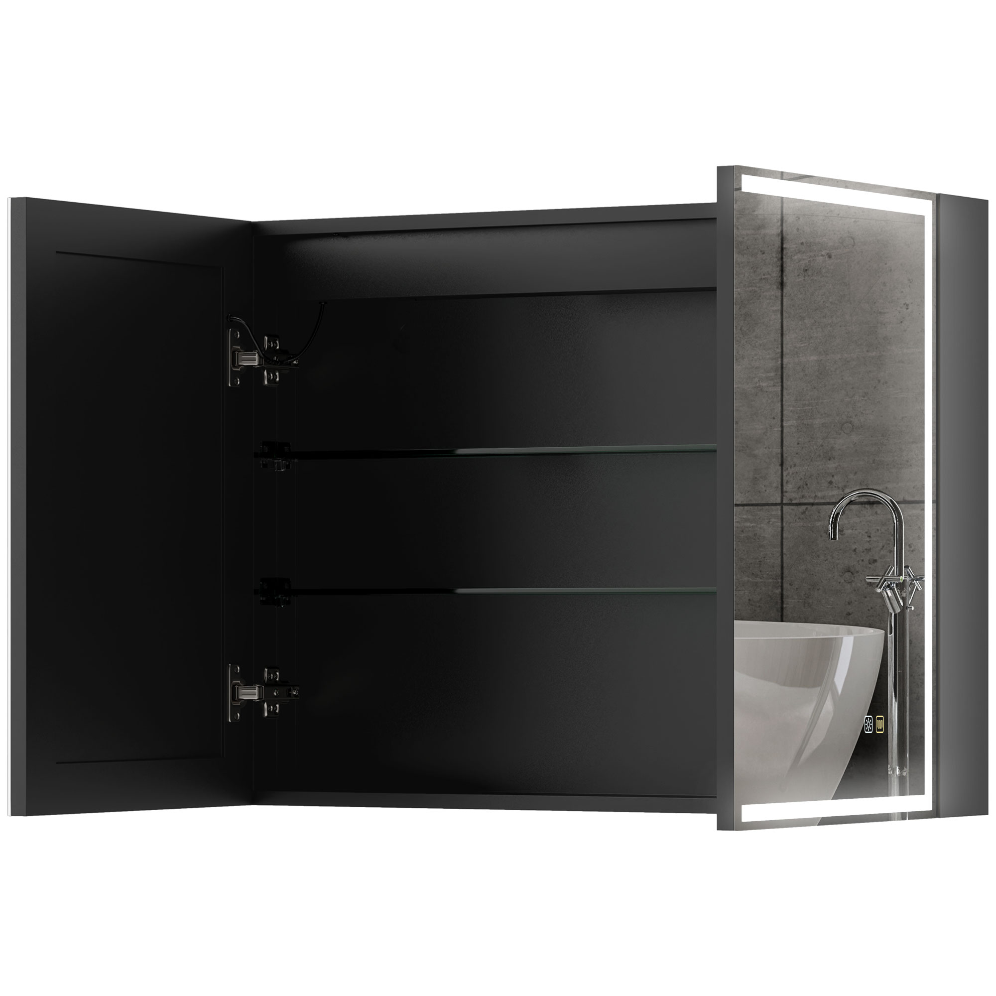 HOMCOM Badezimmerschrank mit Spiegel und LED, 60 x 80 cm, Badezimmerschrank günstig online kaufen