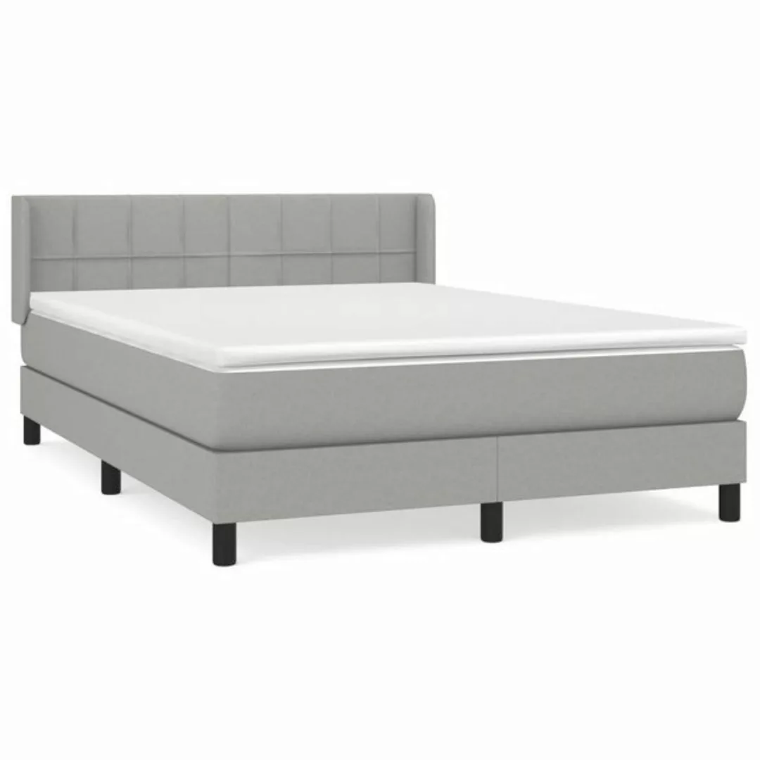 furnicato Bett Boxspringbett mit Matratze Hellgrau 140x190 cm Stoff (1-tlg) günstig online kaufen