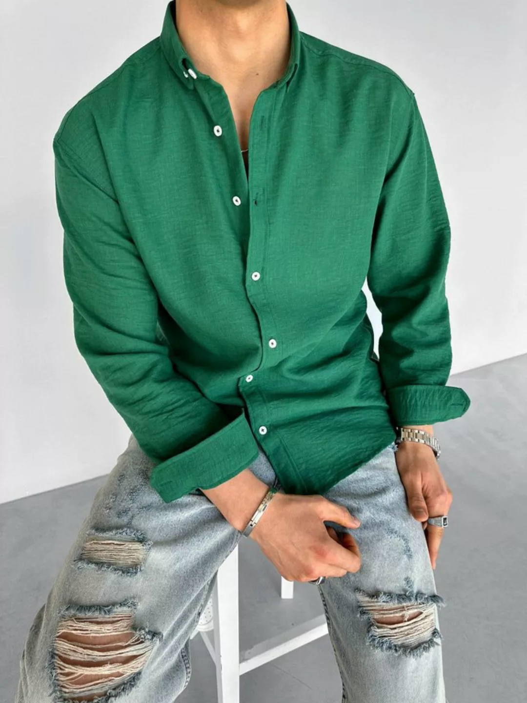 Abluka Oversize-Shirt OVERSIZE UNICOLOR BASIC SHIRT GREEN günstig online kaufen