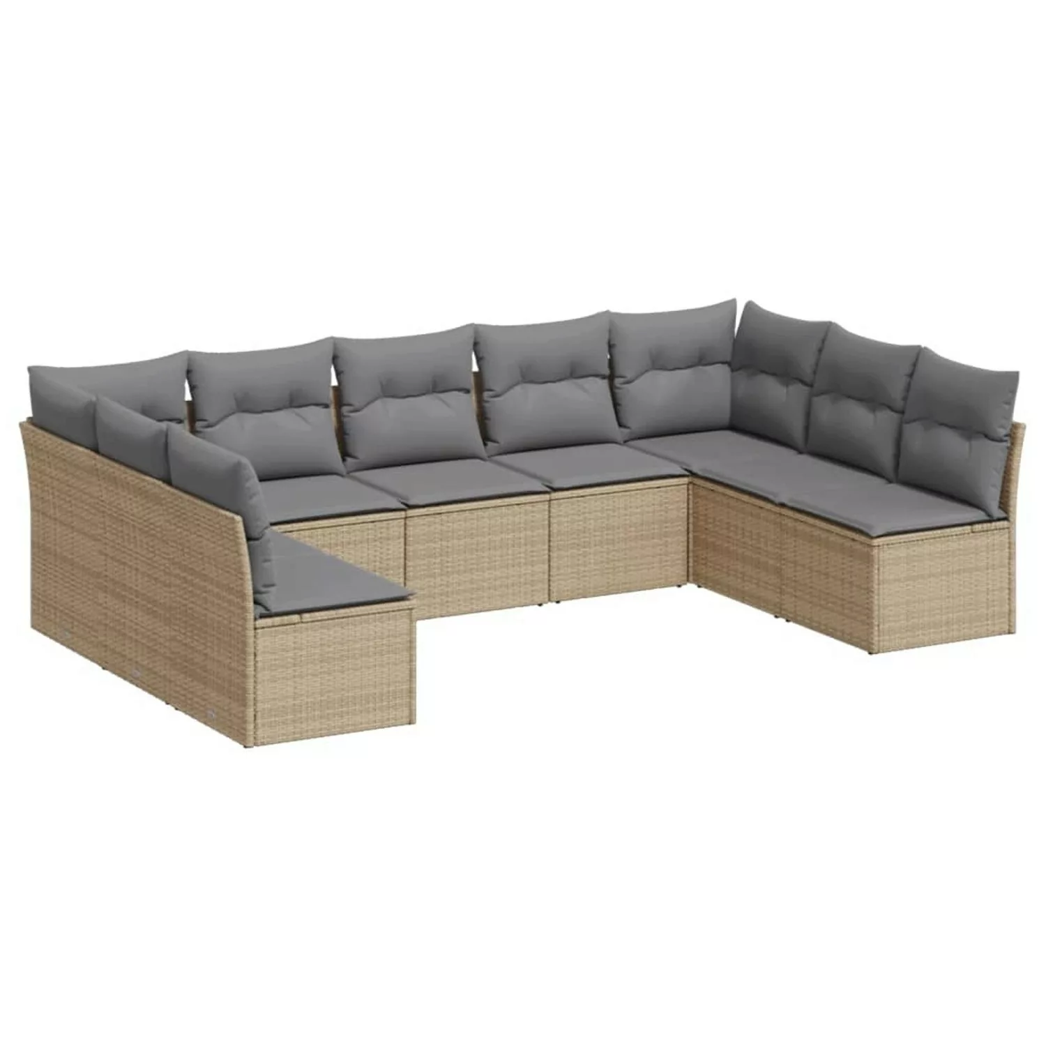 vidaXL 9-tlg Garten-Sofagarnitur mit Kissen Beige Poly Rattan Modell 15 günstig online kaufen