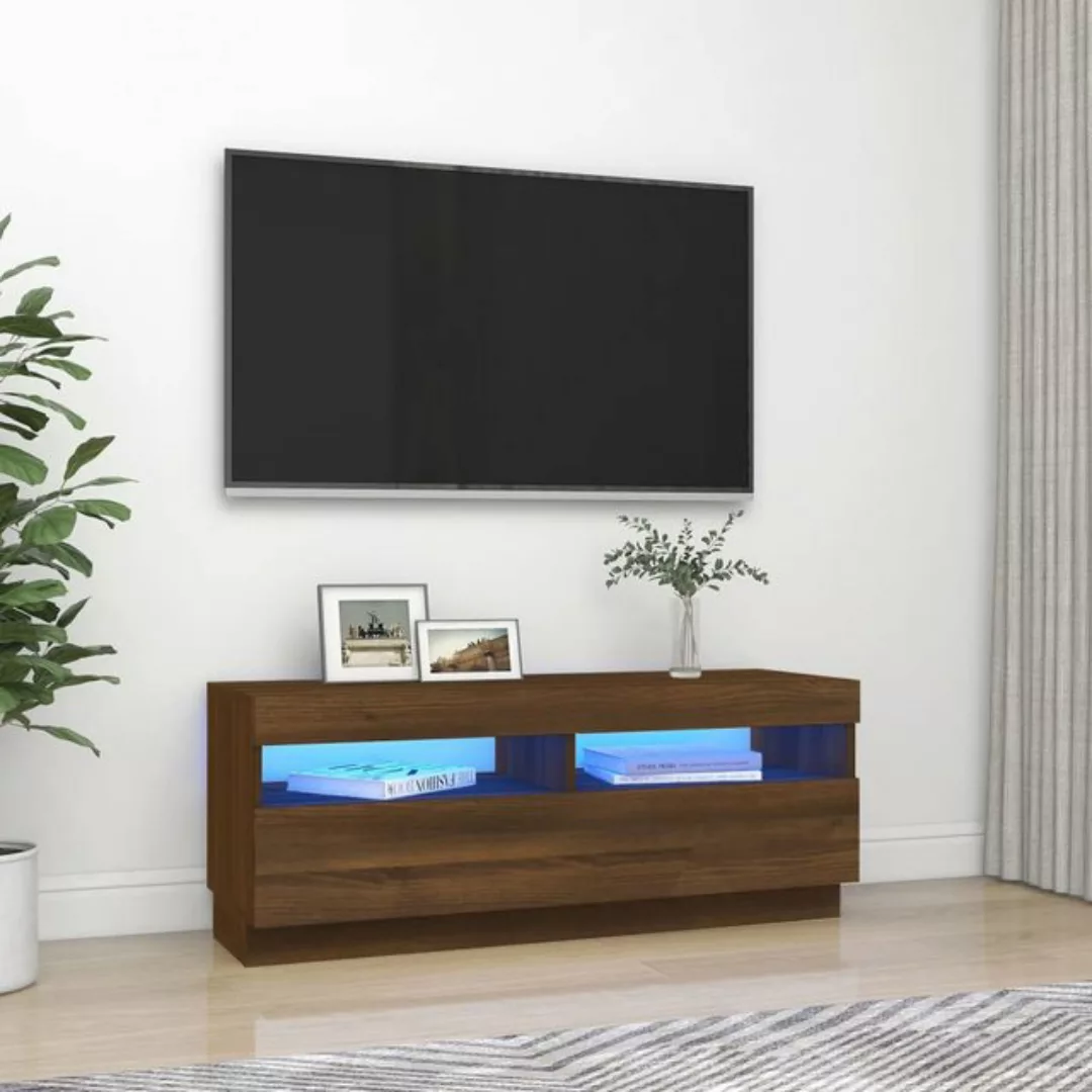 vidaXL TV-Schrank TV-Schrank mit LED-Leuchten Braun Eichen-Optik 100x35x40 günstig online kaufen