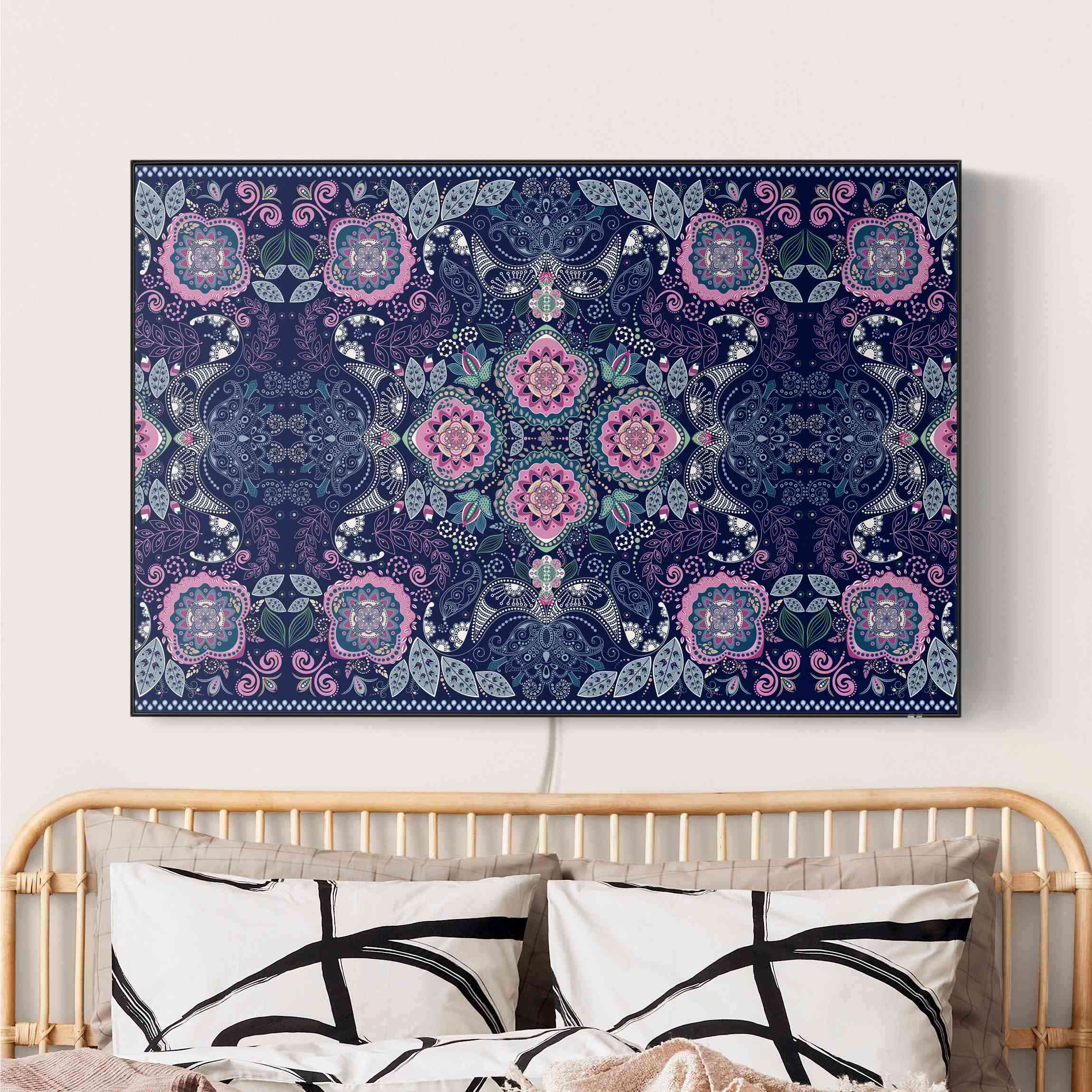 LED-Wechselbild Detailliertes Boho Muster in Blau günstig online kaufen