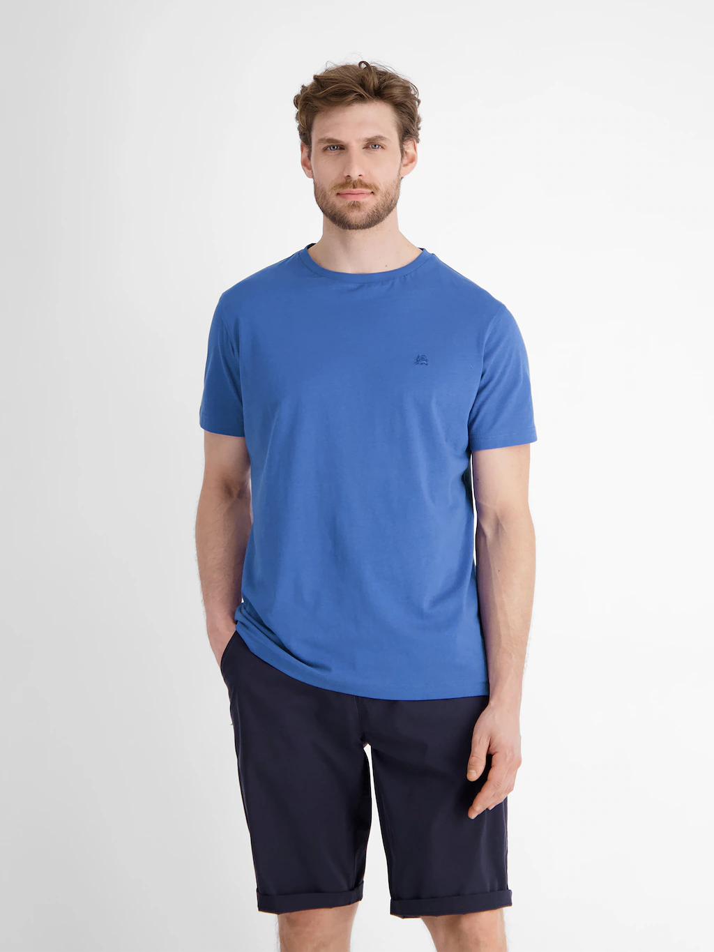 LERROS T-Shirt "LERROS Basic T-Shirt mit Logostitch, unifarben" günstig online kaufen