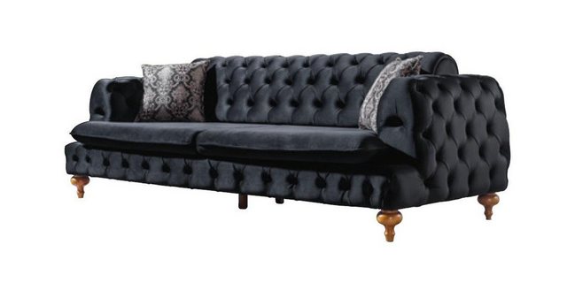 Xlmoebel Sofa Neue schwarze Samtstoff-Couch im luxuriösen Chesterfield-Stil günstig online kaufen