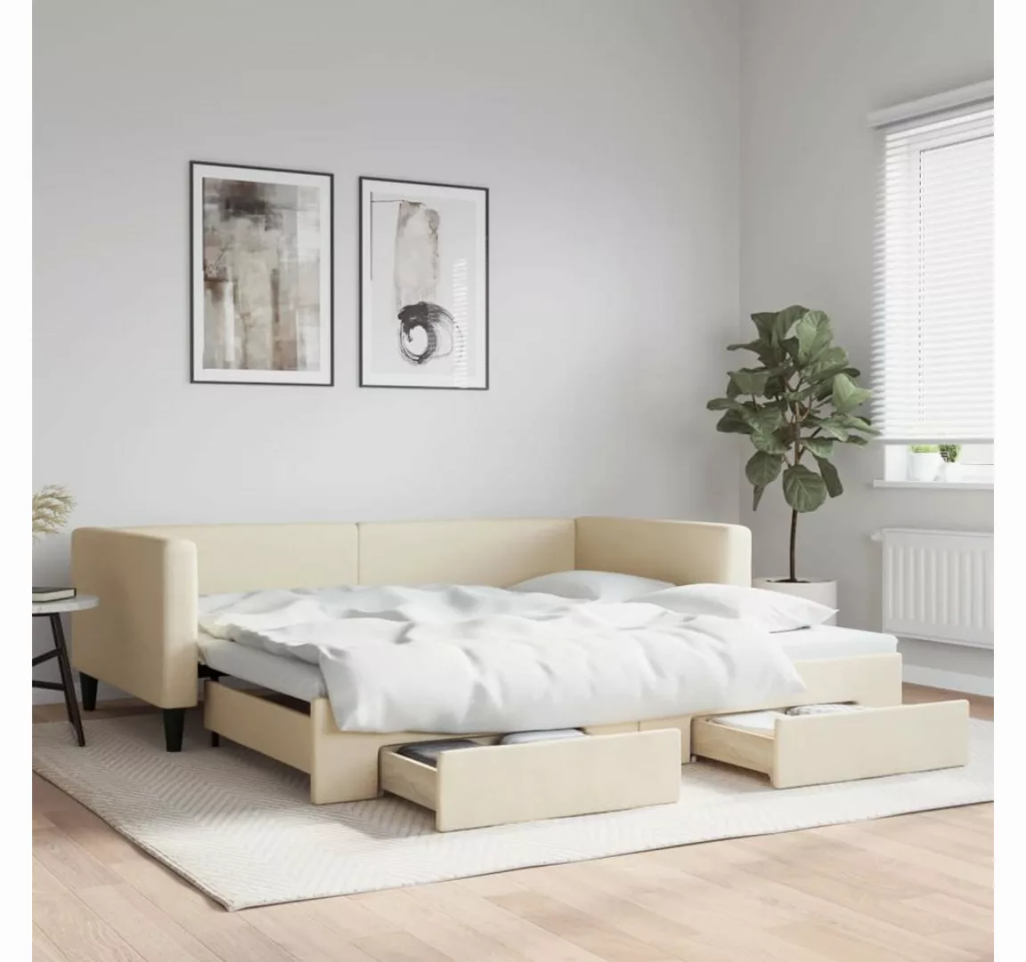 vidaXL Gästebett Gästebett Tagesbett Ausziehbar mit Schubladen Creme 100x20 günstig online kaufen