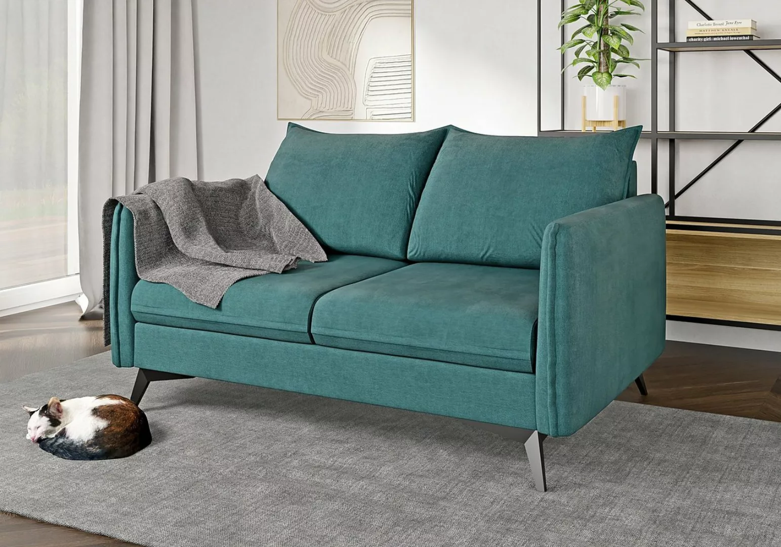S-Style Möbel 2-Sitzer Modernes Sofa Azalea mit Schwarz Metall Füßen, mit W günstig online kaufen