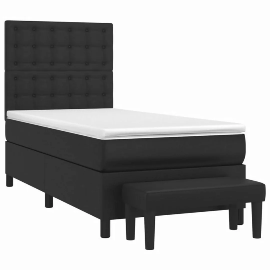 vidaXL Bett Boxspringbett mit Matratze Schwarz 80x200 cm Kunstleder günstig online kaufen