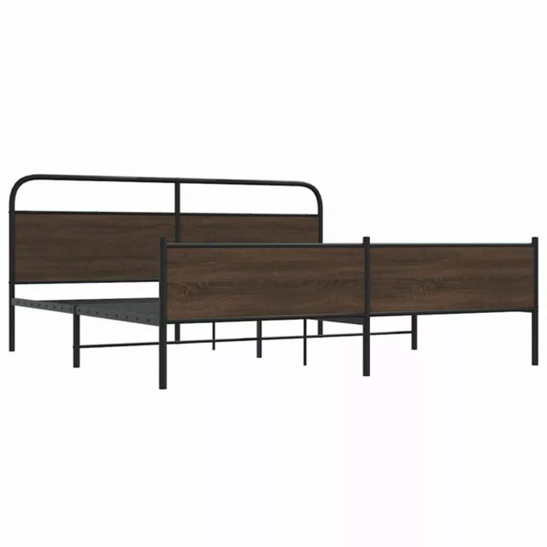 vidaXL Bett, Metallbett ohne Matratze Braun Eichen-Optik 183x213 cm günstig online kaufen