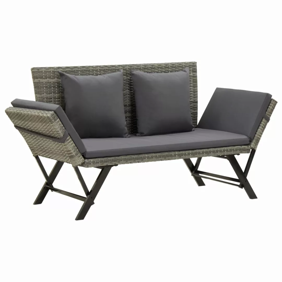 Gartenbank Mit Auflagen 176 Cm Grau Poly Rattan günstig online kaufen