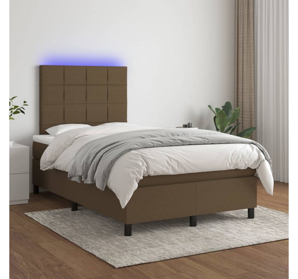 vidaXL Boxspringbett Boxspringbett mit Matratze LED Dunkelbraun 120x200 cm günstig online kaufen