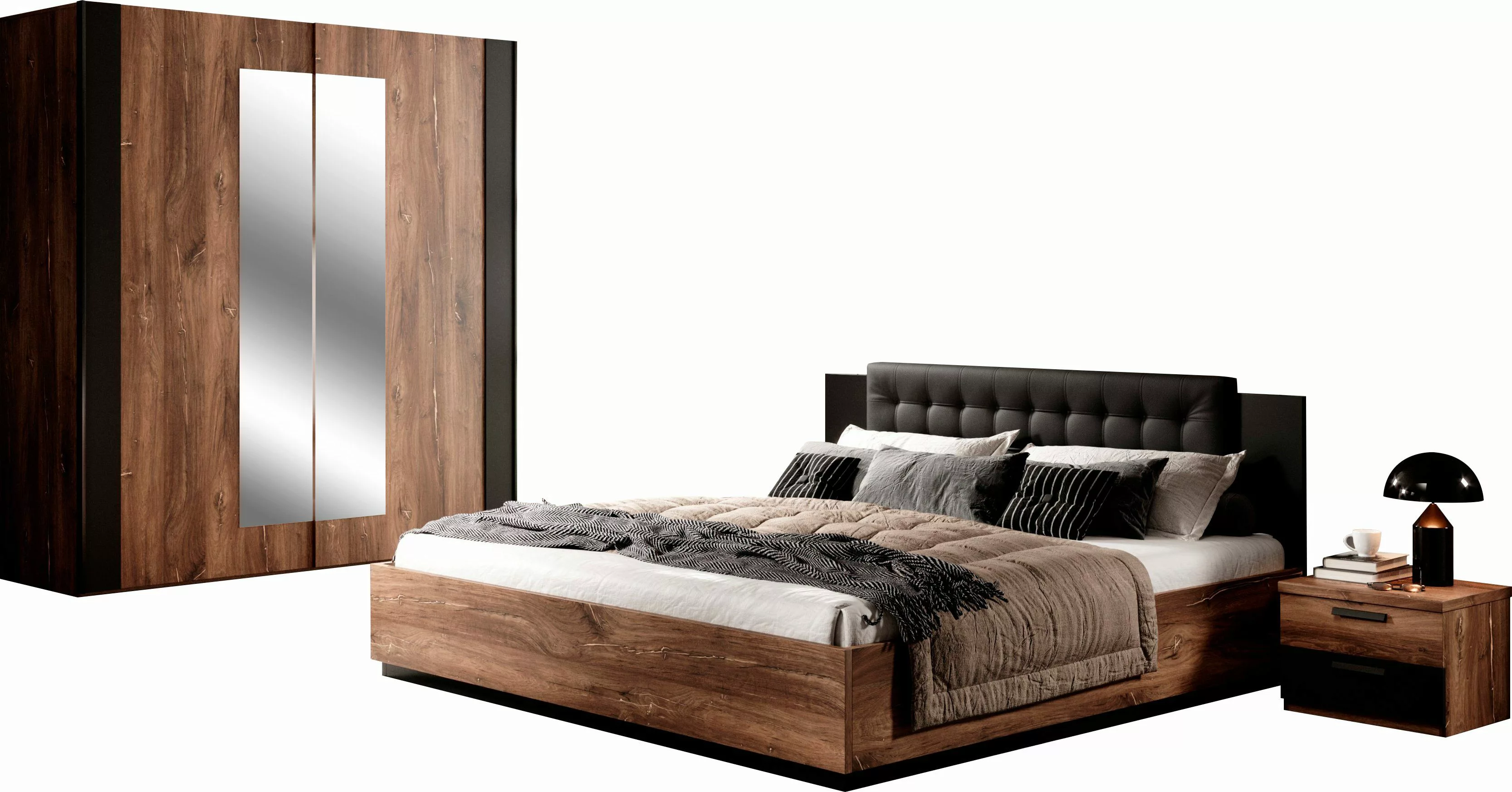 Home affaire Schlafzimmer-Set "Sigma, Set 4 -St(Kleiderschrank, 2xNako, Bet günstig online kaufen