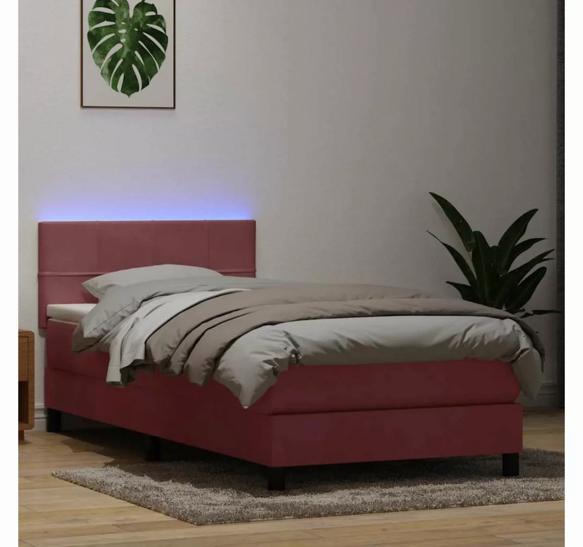 vidaXL Boxspringbett, Boxspringbett mit Matratze Rosa 80x220 cm Samt günstig online kaufen