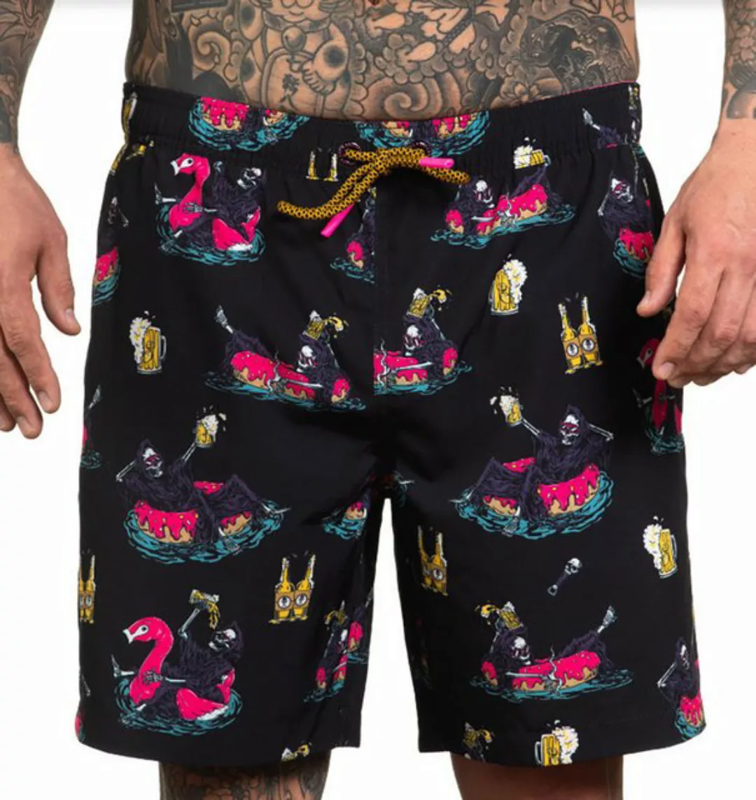 Sullen Clothing Boardshorts Pool Party Tattoo Grim Reaper Badehose günstig online kaufen